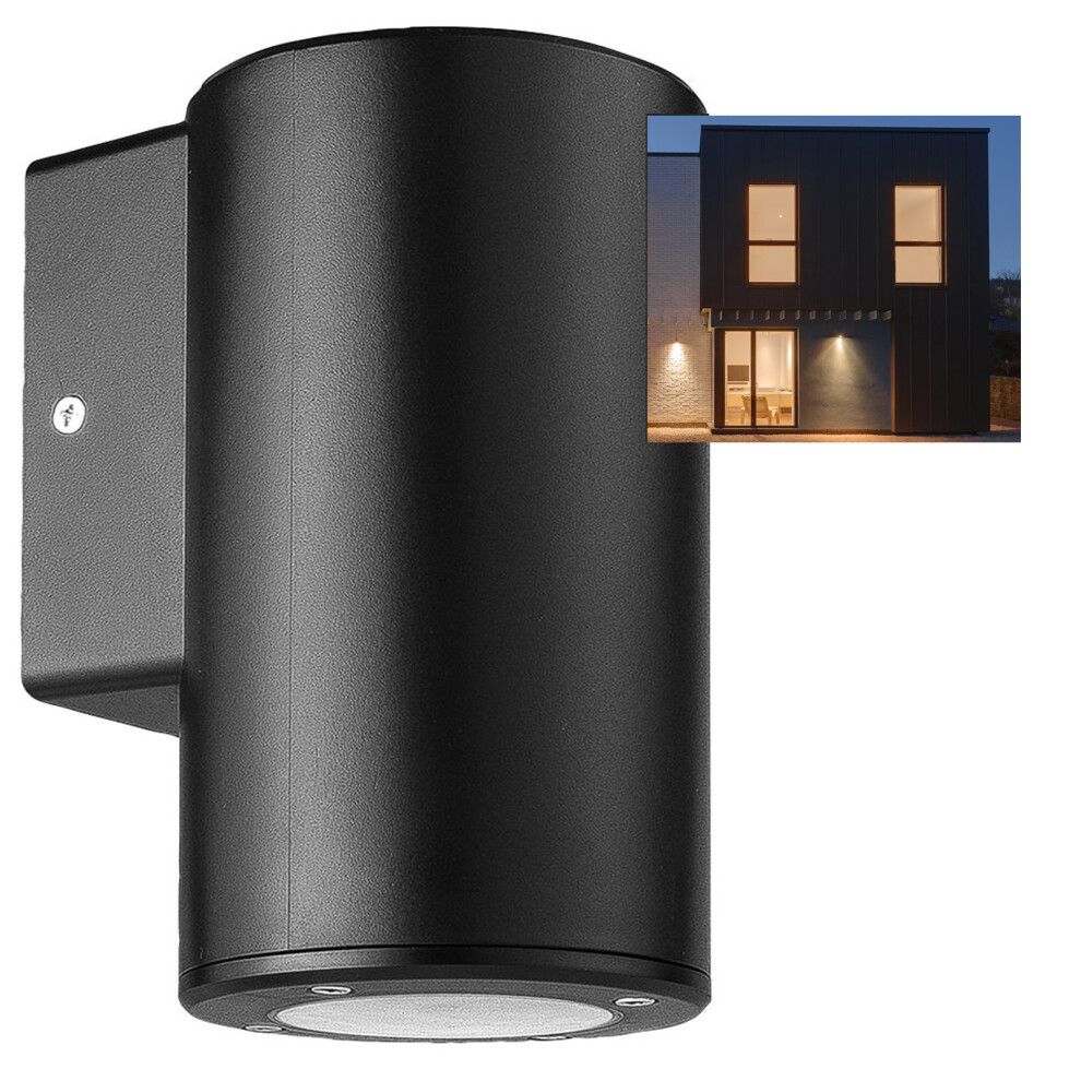 kenable Wall Mounted GU10 Down Light Outdoor IP44 Garden Rounded Lamp Black