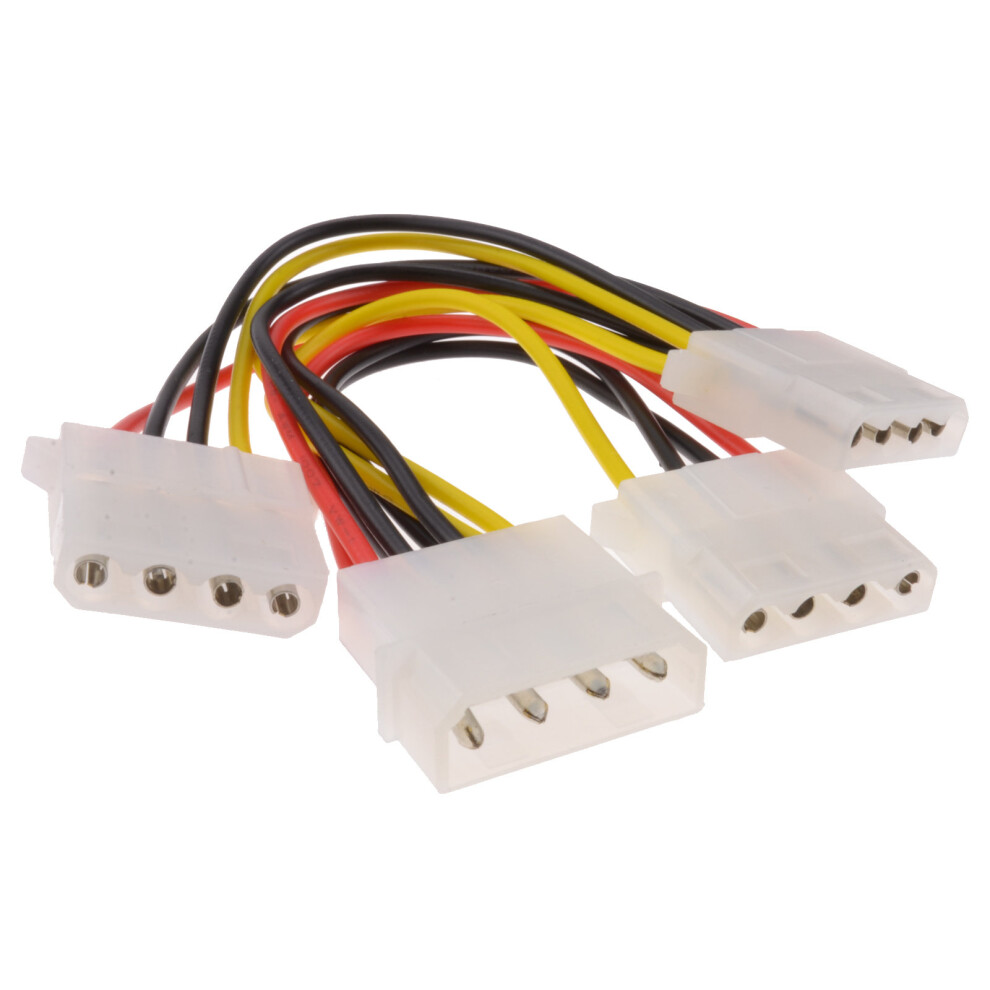 kenable 3 Way 4 pin PSU Power Splitter Cable LP4 Molex 1 to 3 Lead 15cm