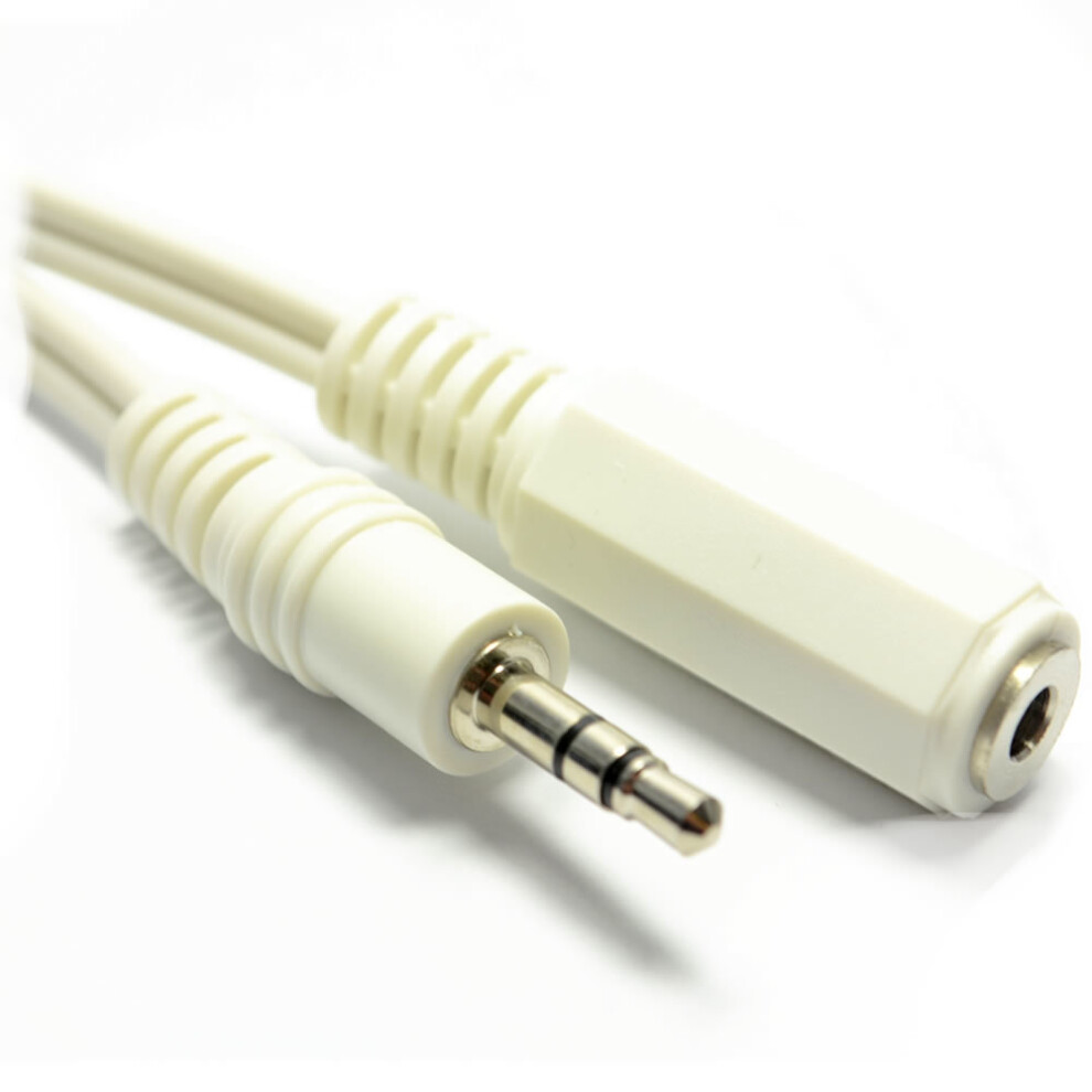 kenable WHITE 3.5mm Stereo Jack Socket to 3.5mm Plug Extension Cable GOLD 10m