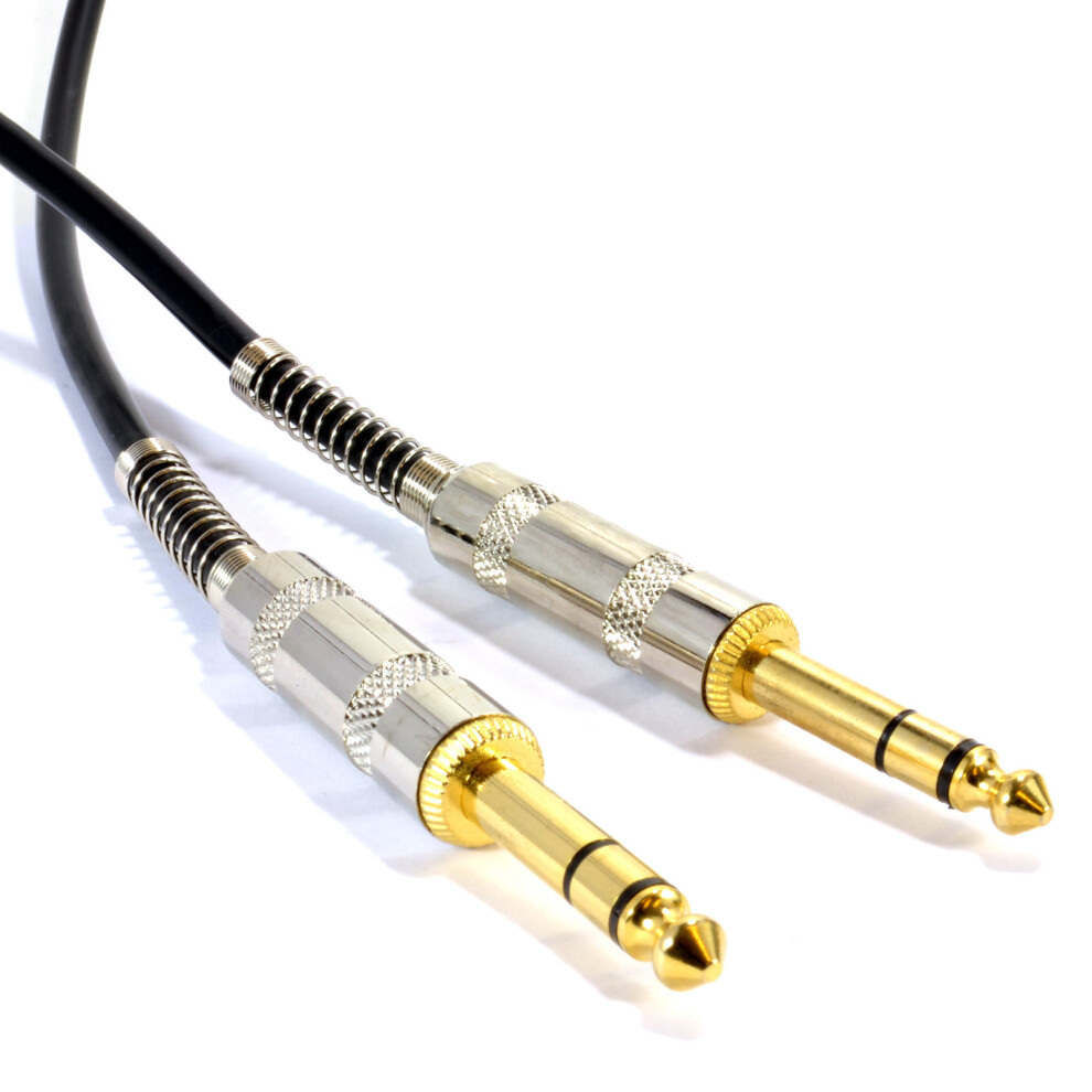 kenable GOLD Stereo Balanced Jack 6.35mm METAL Plugs Cable Lead Black  5m