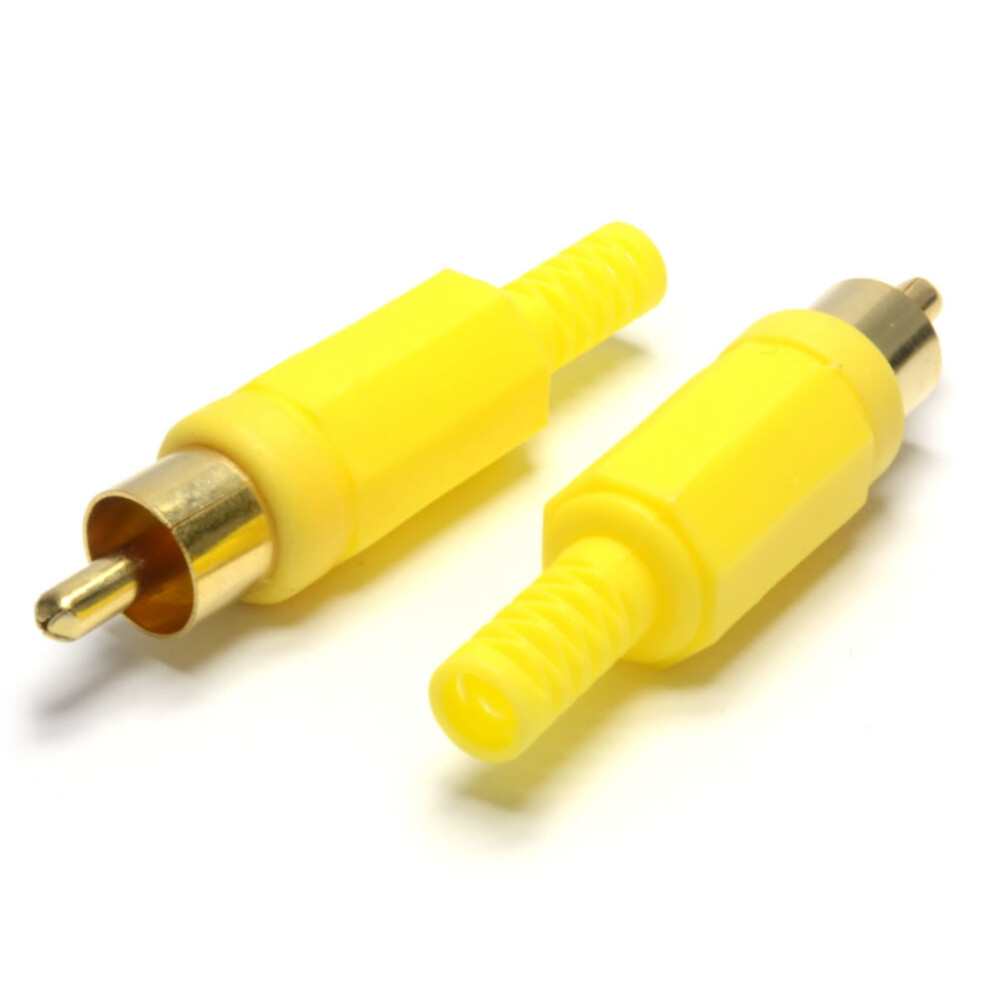 kenable Phono Gold Plug End Yellow Gold Solderable Connection Male [10 PACK]