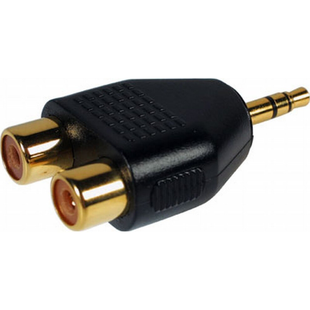 kenable 3.5mm Stereo Jack to Phono Red White RCA Socket Audio Adapter GOLD