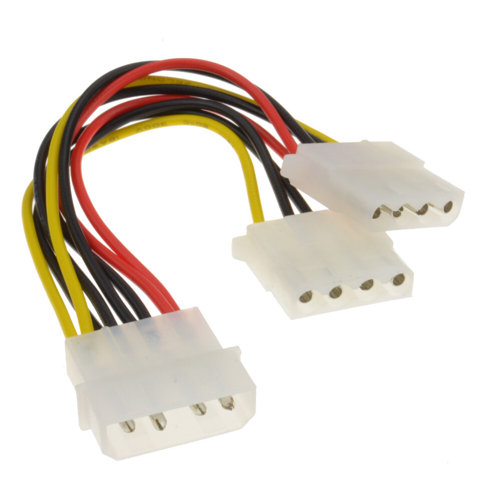 kenable 2 Way 4 pin PSU Power Splitter Cable LP4 Molex 1 to 2 Lead 15cm