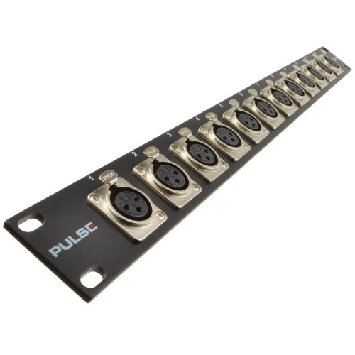 kenable XLR Mic 19 inch Flight Case Network Cab Rack Panel 12 Female Connectors 1