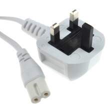 Power Cable UK Plug (3A Fused) to C7 (Figure 8) 0.75mm Lead 5m White