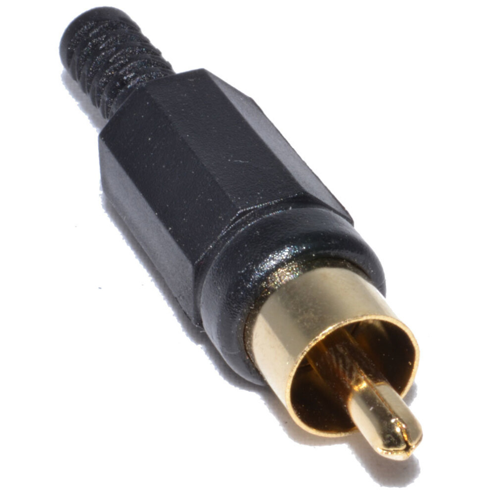 kenable Phono Gold Plug End Black Solderable Connection Male [10 PACK]