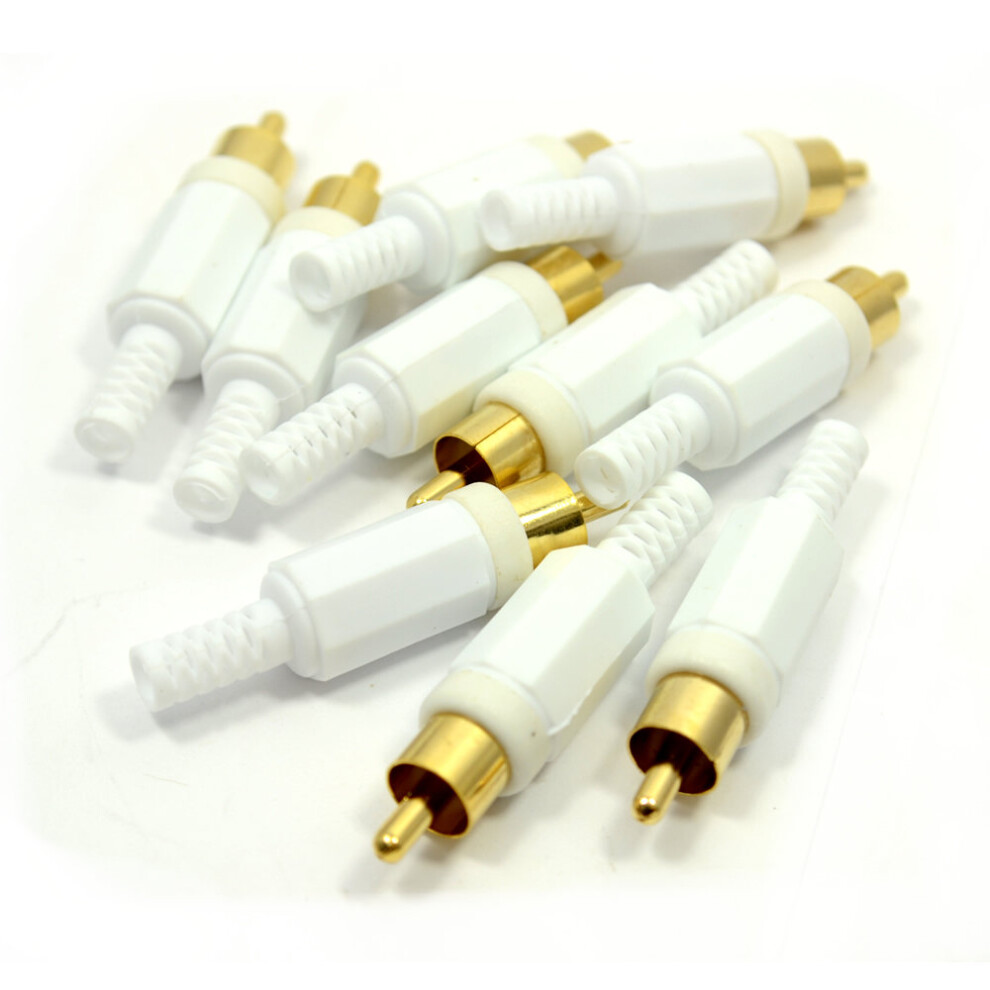 kenable Phono Gold Plug End White Gold Solderable Connection Male [10 PACK]