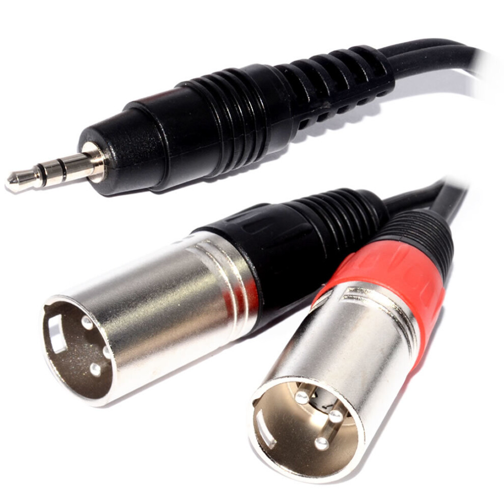 kenable Pulse 3.5mm Jack Plug to 2 x XLR Plugs For PC to Mixer 1m