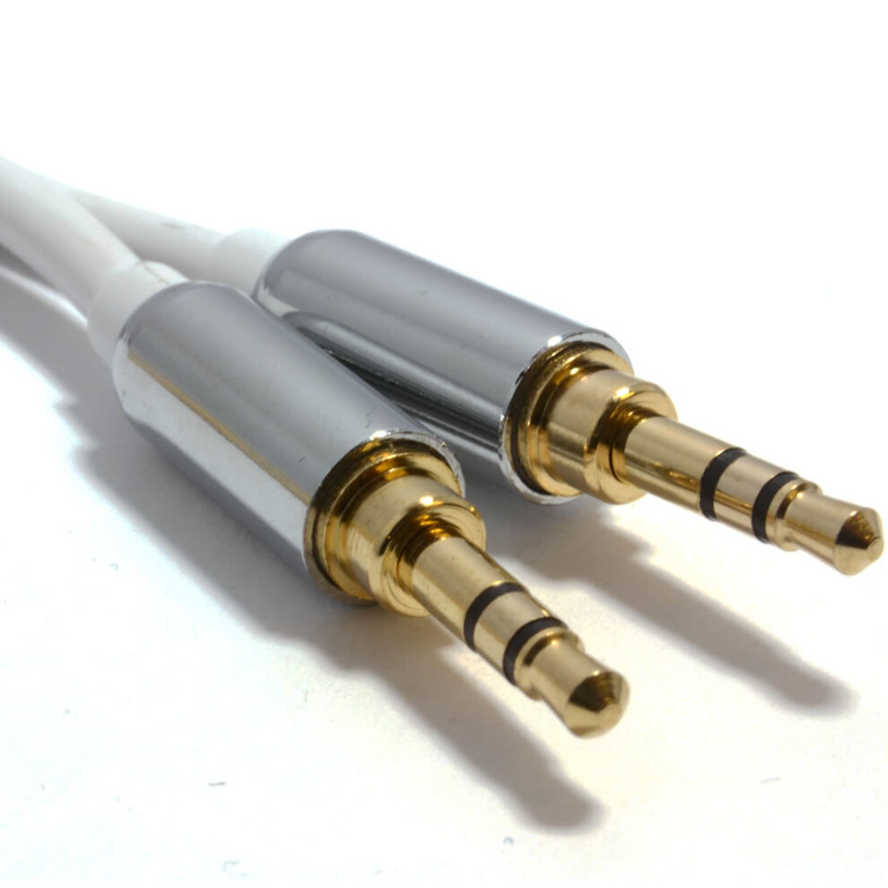 kenable PRO WHITE 3.5mm Jack Male to Male Stereo Audio Cable Lead GOLD 0.5m