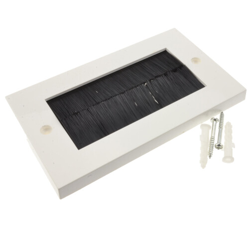 kenable kenable White Brush Faceplate for Cable Exit UK Double-Gang Wall Outlet (6139) 1