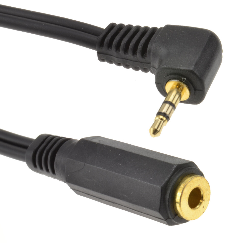 kenable Gold 2.5mm Right Angled Stereo Jack to 3.5mm Stereo Jack Socket Cable