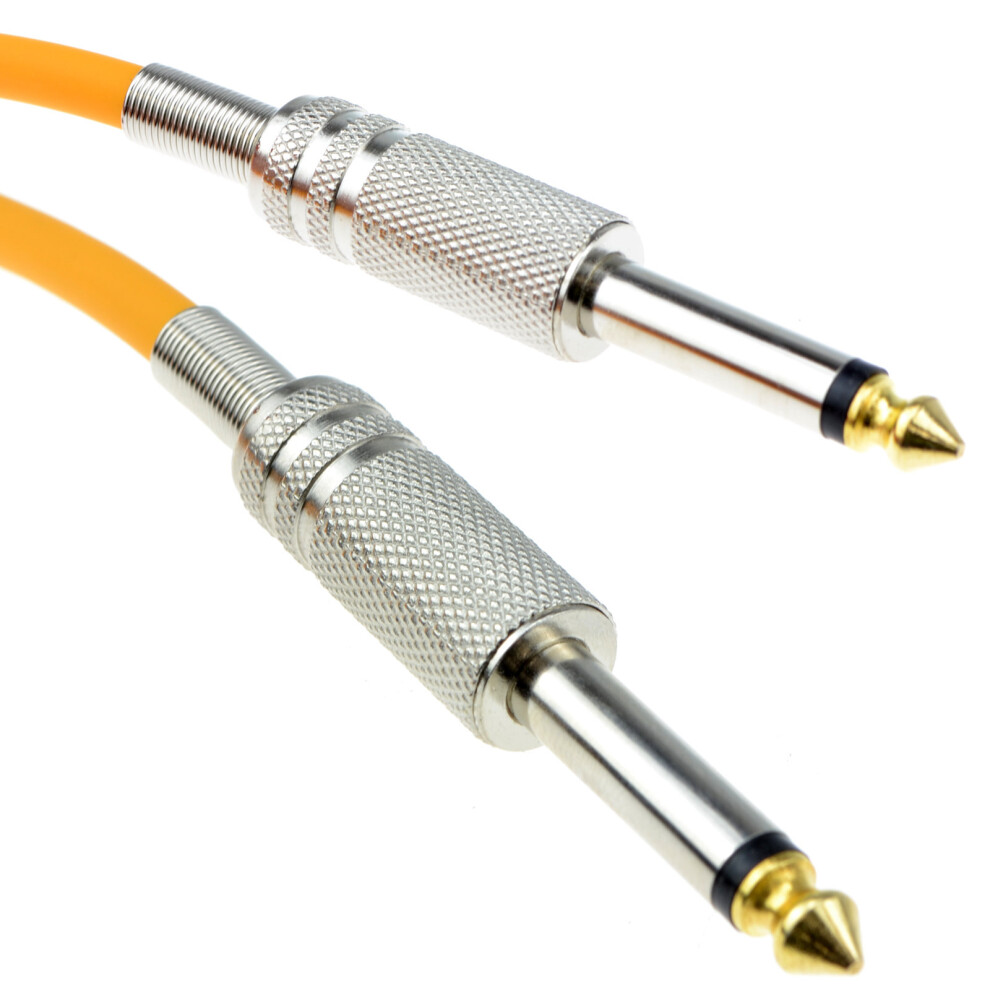 kenable PRO 6.35mm Low Noise Guitar Cable Metal Connectors Orange 5m GOLD