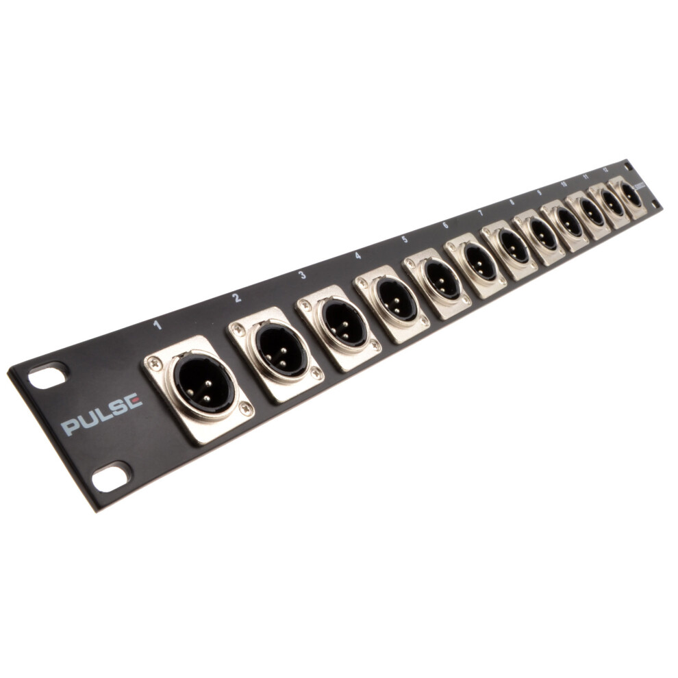 XLR Mic 19 inch Flight Case Network Cab Rack Panel 12 Male Connectors