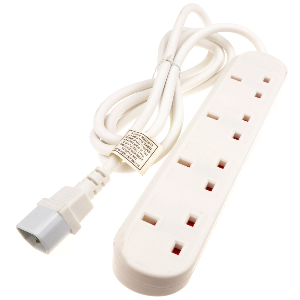 kenable IEC C14 to 4 Way Gang UK Mains Sockets Lead UPS Power Splitter 2m