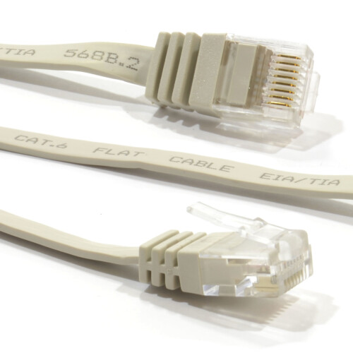 kenable kenable Flat CAT6 Ethernet Patch Cable - 10m, Low-Profile RJ45, Gigabit, Beige (7650)