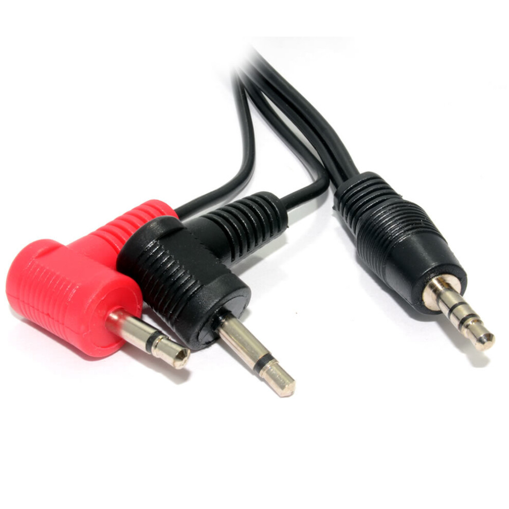 Kenable 3.5Mm Stereo Jack Plug To Twin 3.5Mm Right Angled Mono Jack Plugs 1M Black