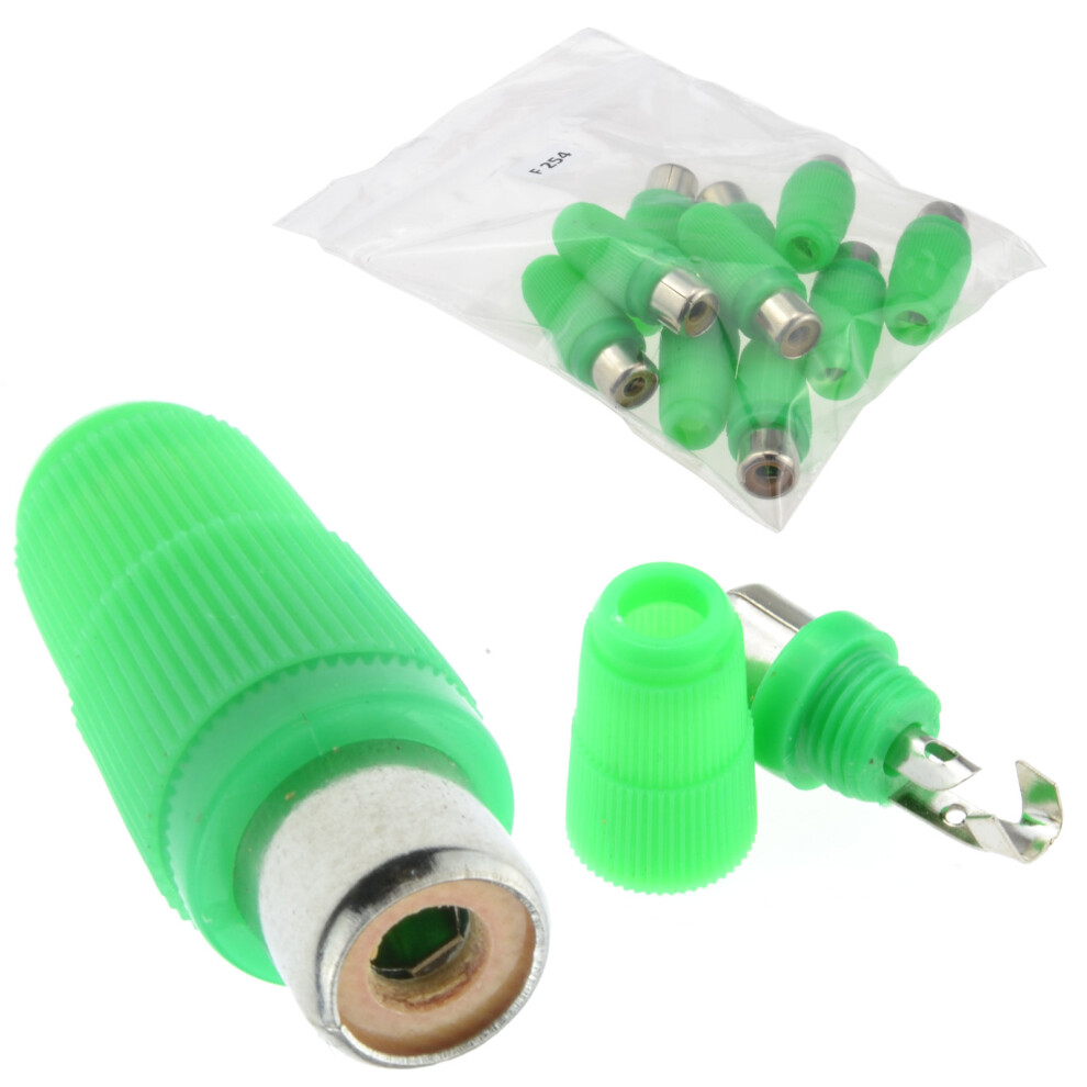 kenable Phono RCA Socket Audio or Video Solder Termination GREEN 10 Pack