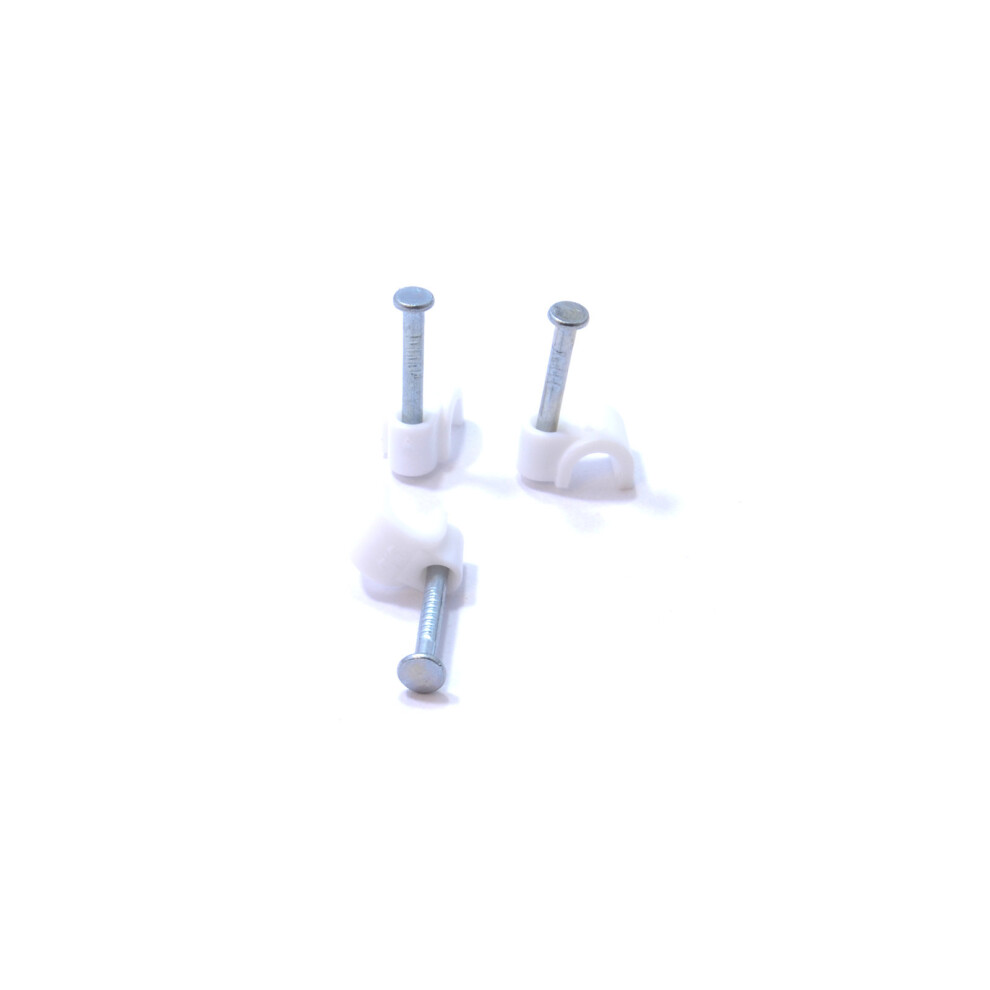 kenable White 100 x 3.5mm Round Cable Clips Secure Fastenings Cables