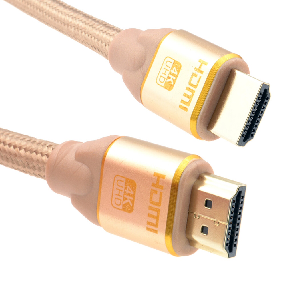 kenable PURE HDMI 2.0b 2160p 4k UHD TV Braided High Speed Cable Lead Gold 3m