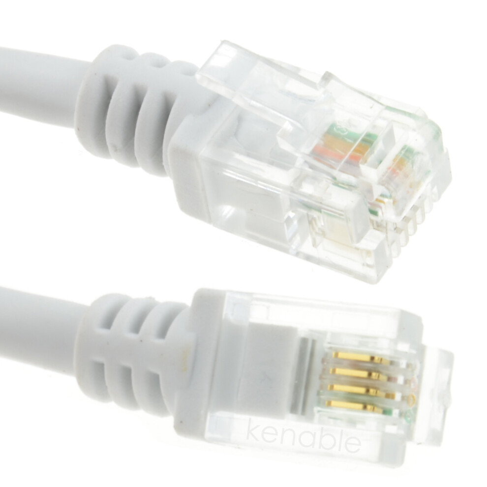 kenable ADSL 2+ High Speed Broadband Modem Cable RJ11 to RJ11  3m WHITE