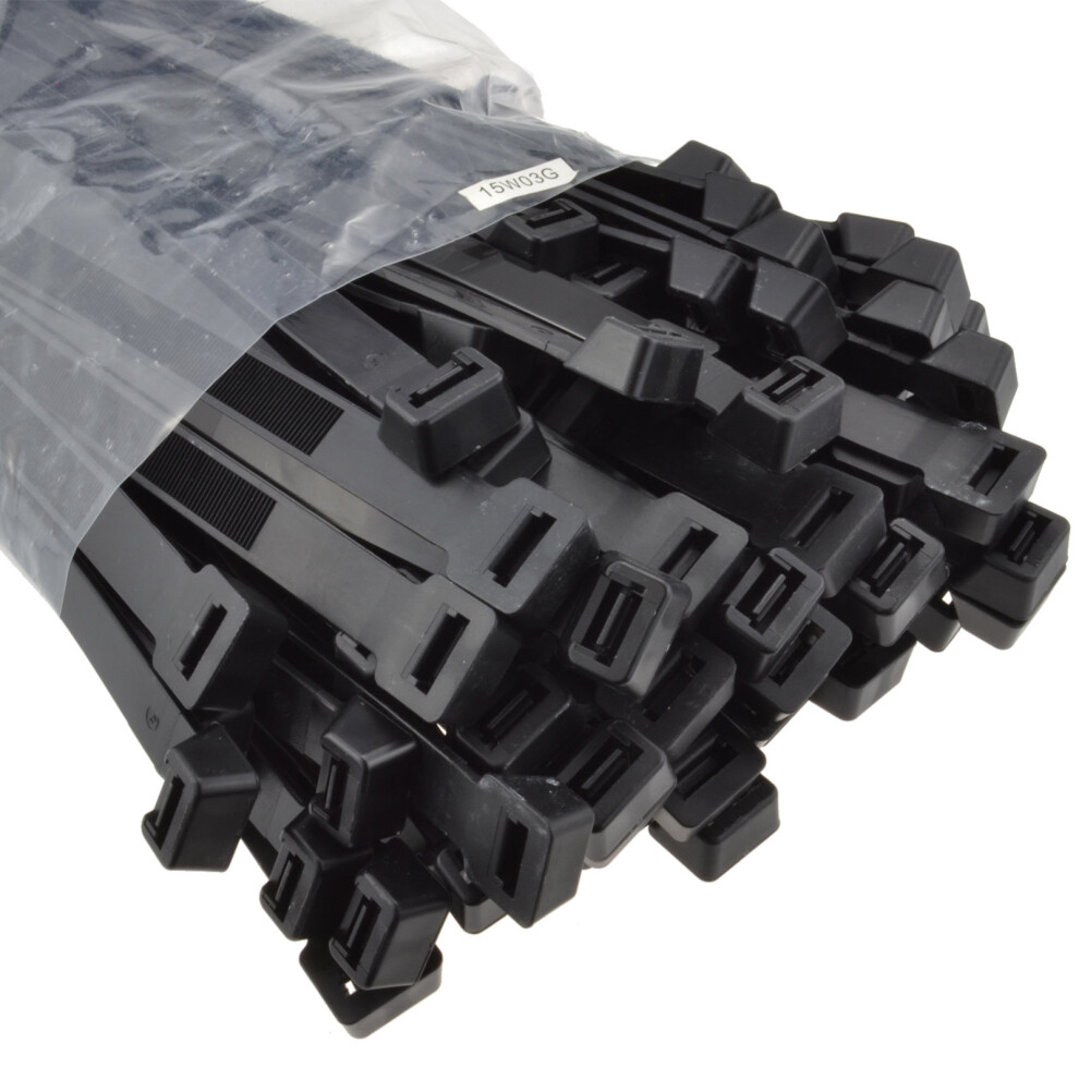 kenable Black WIDE Cable Ties 300mm x 12.7mm UL Approved Pack of 100