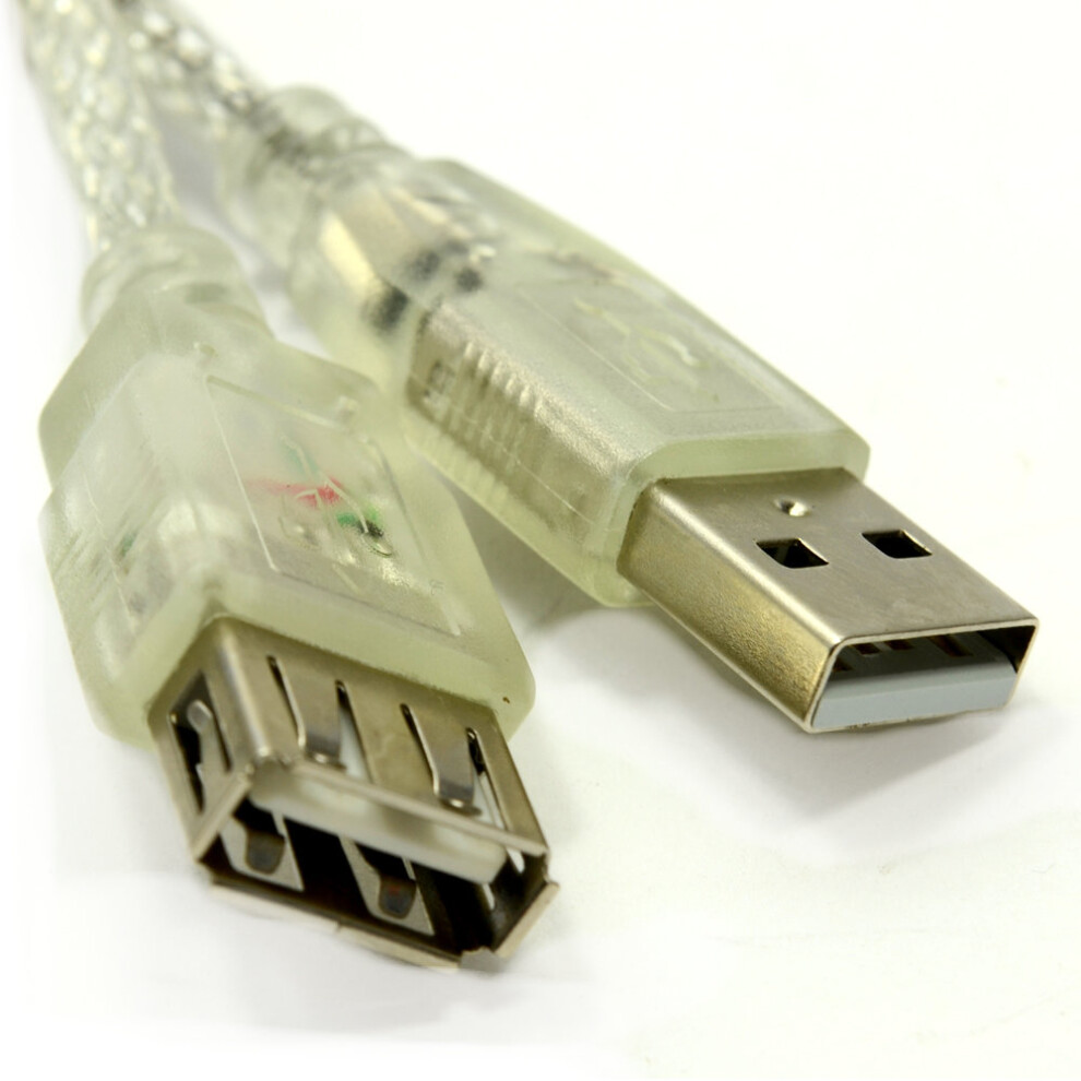 kenable CLEAR USB 2.0 Extension Cable A to A Female Lead 5m