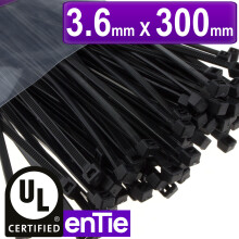 enTie Black Cable Ties 3.6mm x 300mm Nylon 66 UL Approved [100 Pack]