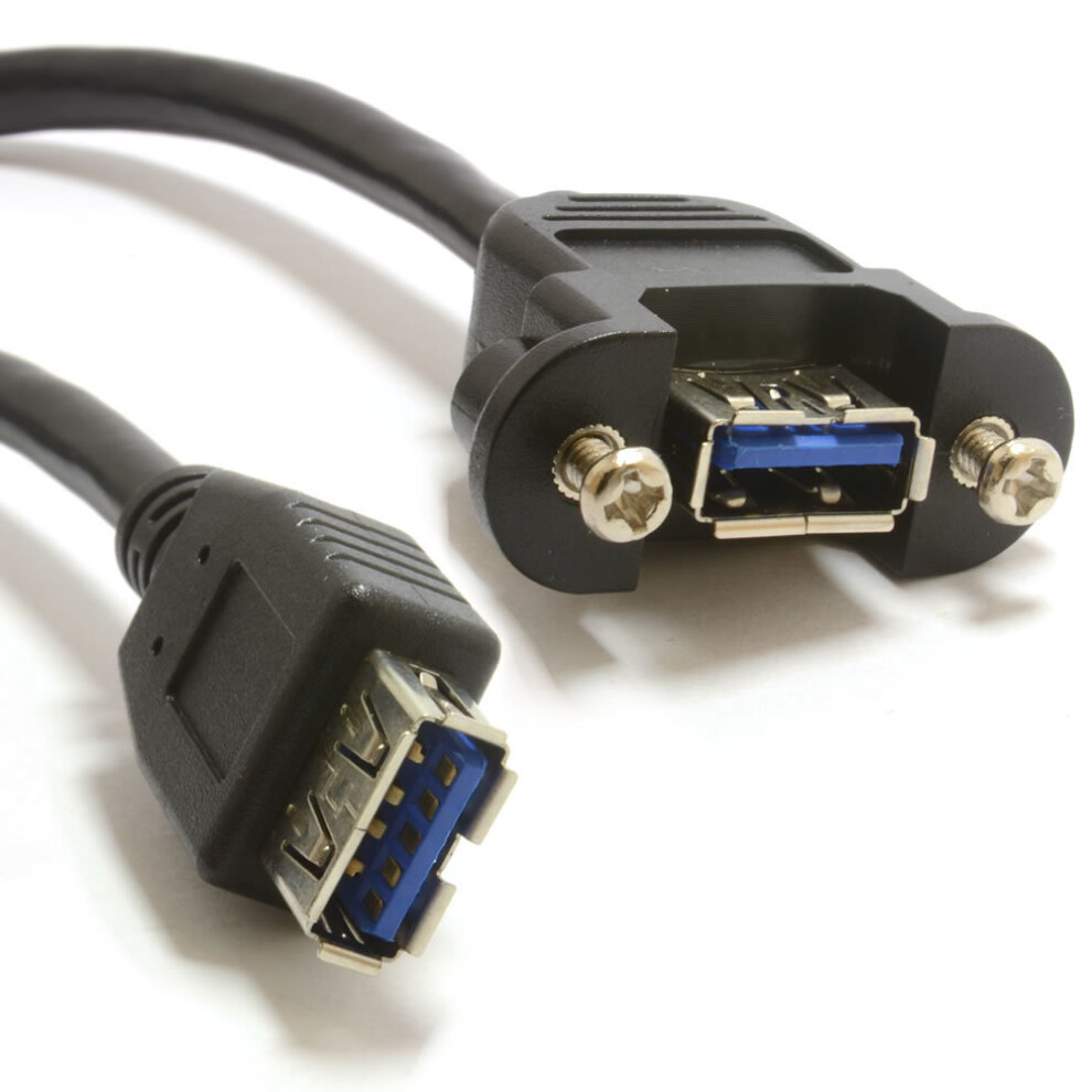 Usb 3.0 Panel Mount Female A Socket To A Female Cable Adapter 15Cm 5055383471669
