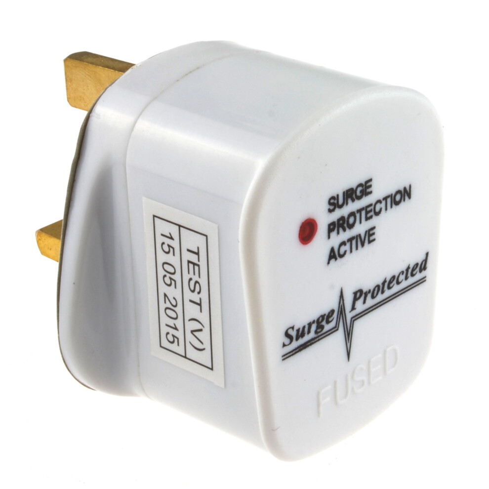Kenable Rewireable Surge Protected 3 Pin Uk Mains Plug Fitted 3A Amp Fuse White