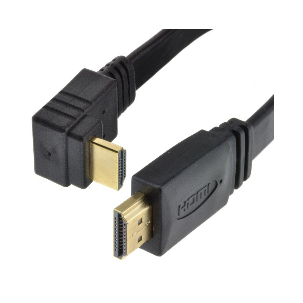 kenable FLAT HDMI RIGHT ANGLE High Speed Cable for 3D TV 1.4 Lead Gold  2m