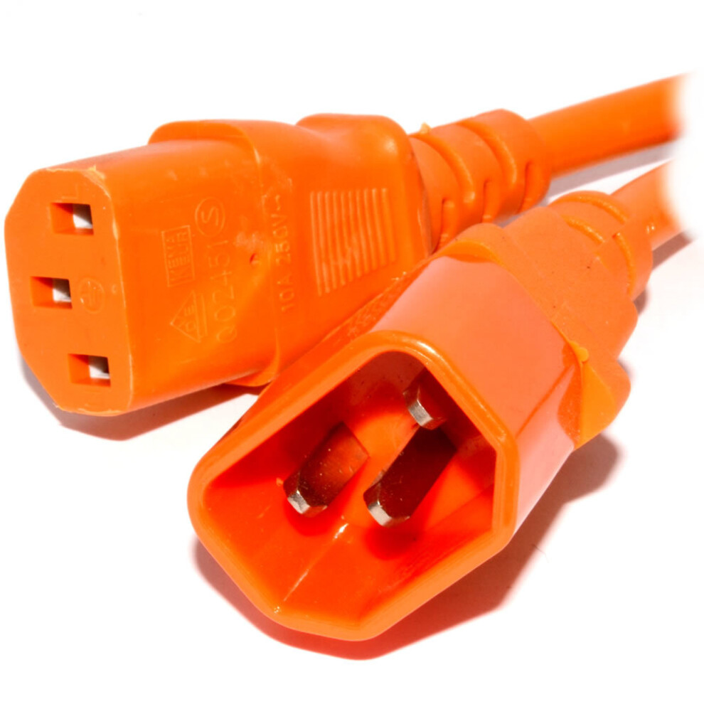 kenable Power Extension Cable IEC Male to Female UPS C14 to C13 2m Orange