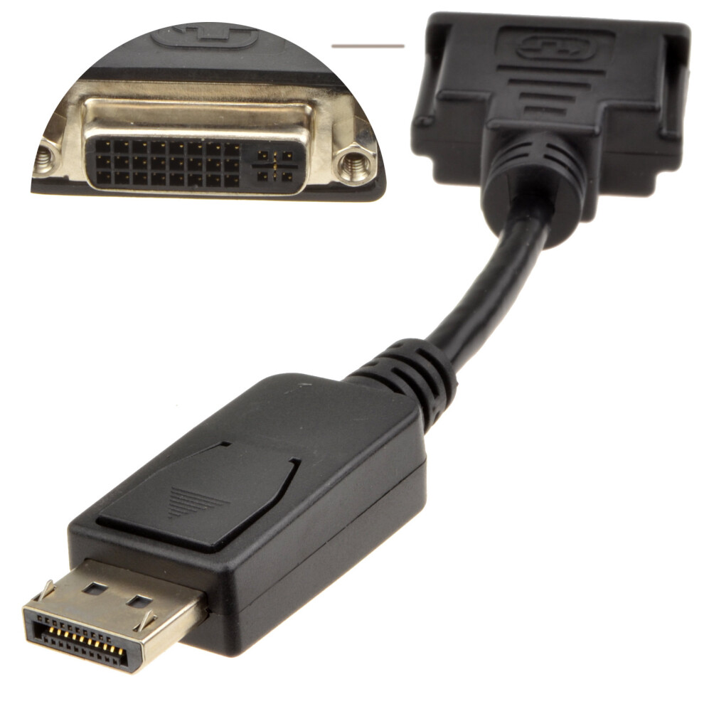 Kenable Displayport Male Plug To Dvi-D Female Socket Adapter Cable 15Cm