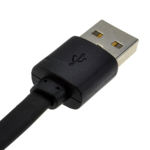 kenable kenable FLAT USB A To MICRO B TYPE 24AWG FAST CHARGE Cable 3m Lead BLACK 1