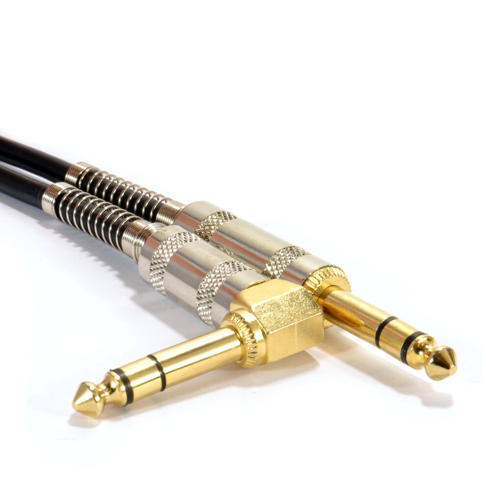 Right Angle Stereo/Balanced Jack 6.35Mm Plugs Cable Lead 1M Gold 5055383479207