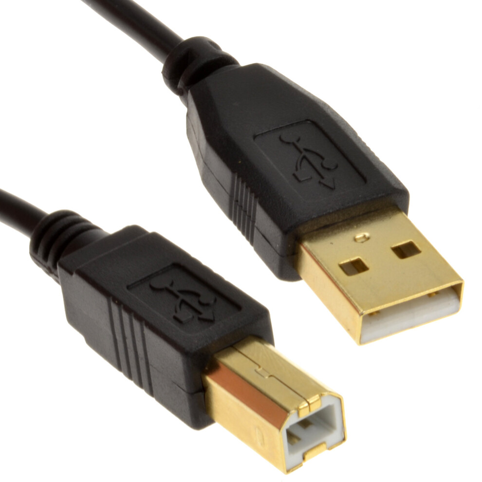 kenable GOLD 24AWG USB 2.0 High Speed Cable Printer Lead A to B BLACK 3m