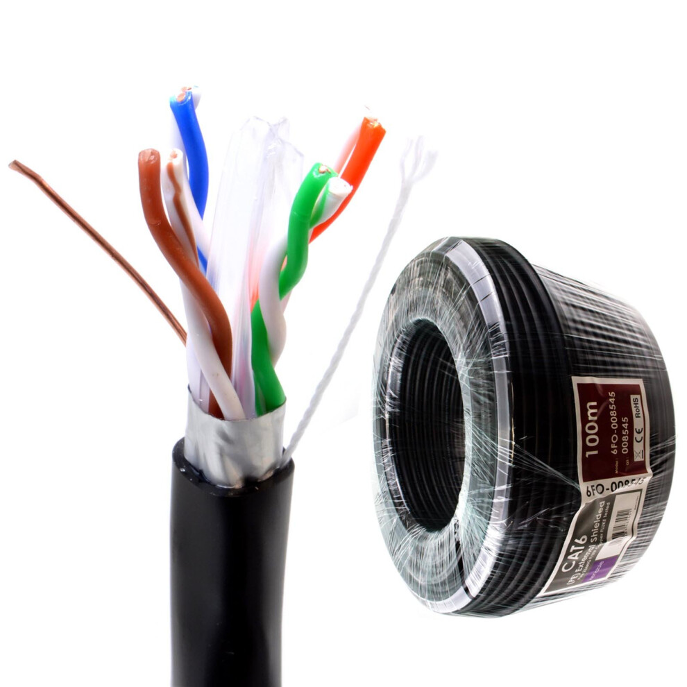 Kenable External Shielded Cat6 Outdoor Use Copper Ethernet Cable F/Utp Reel 100M