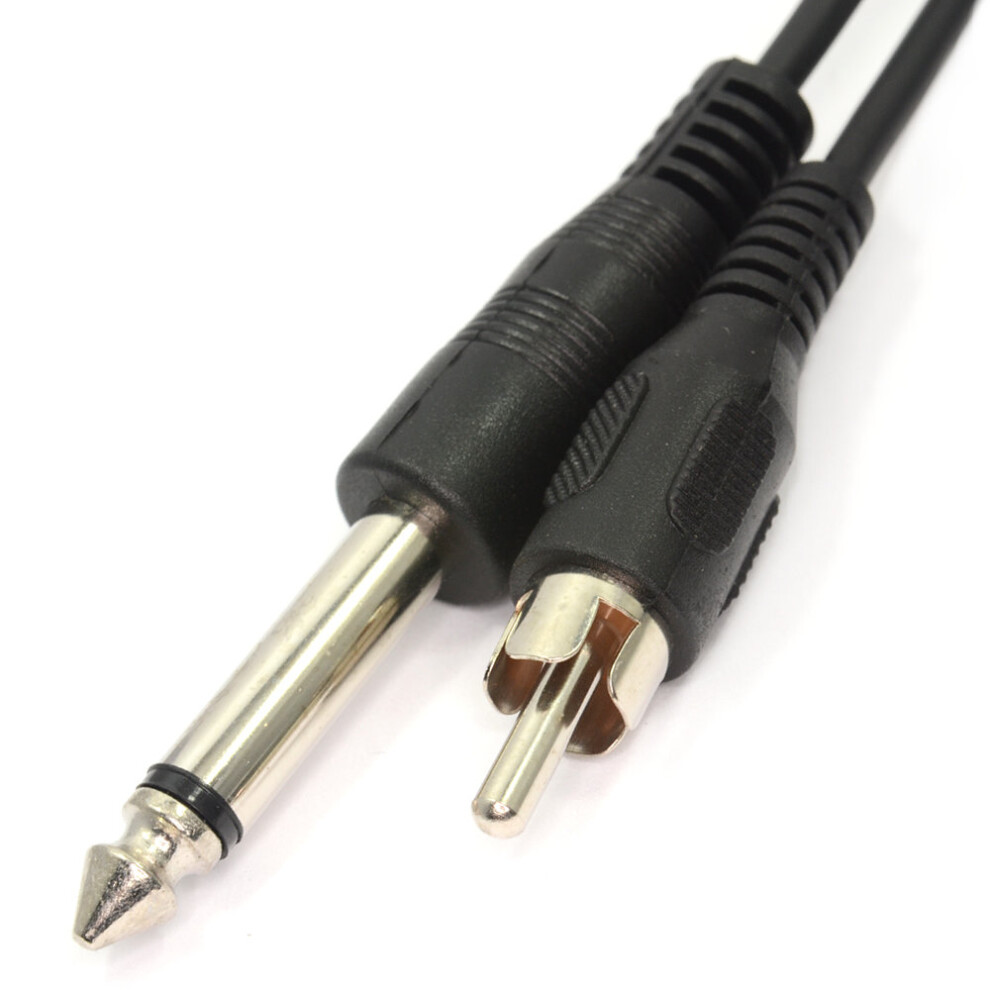 6.35Mm Mono Jack Plug To Rca Phono Plug Cable Nickel Connectors 3M Black 5055383469659