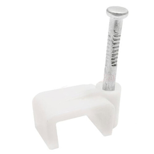 FLAT White 10mm Cable Clips for 2.5mm2 Twin & Earth Cables [100 Pack]