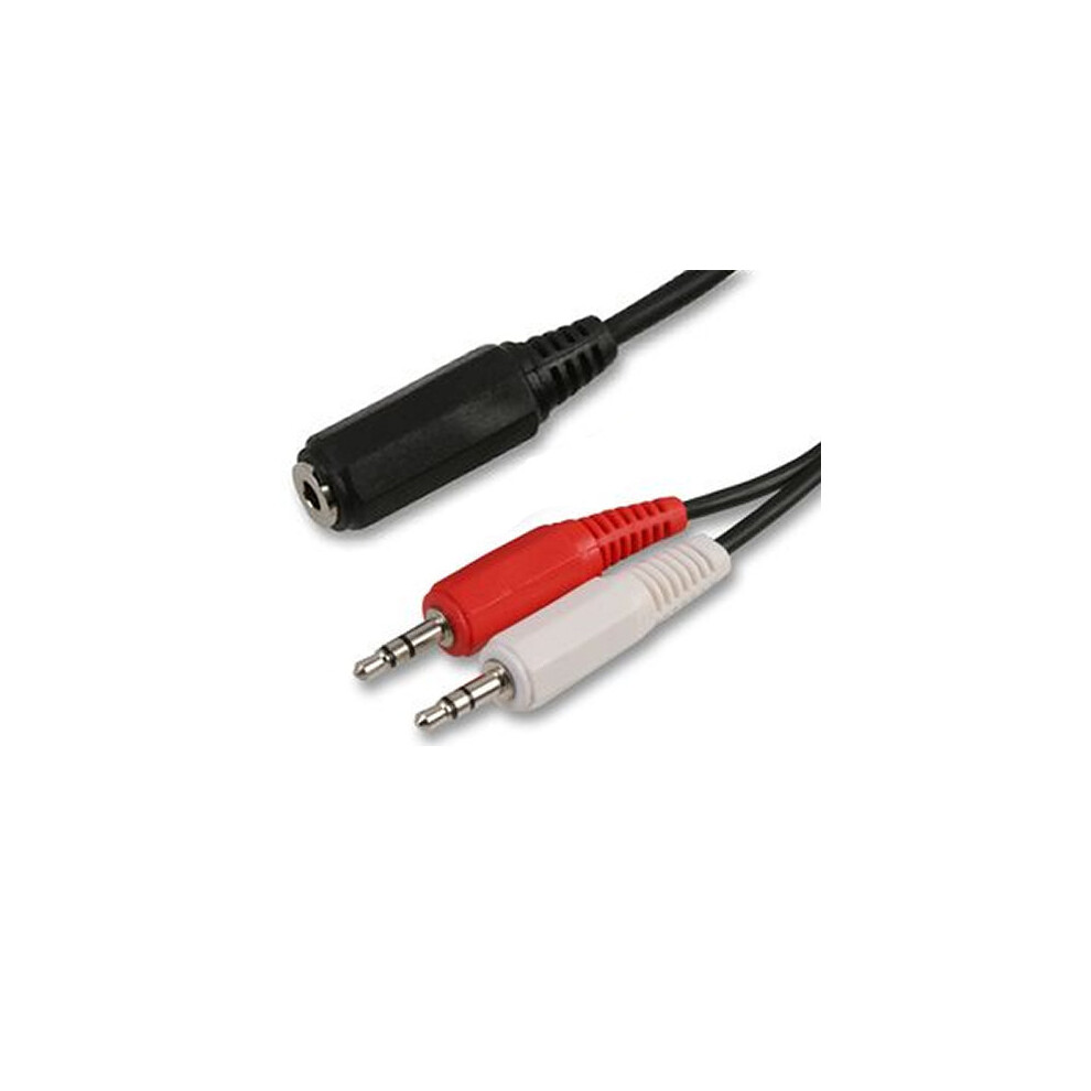 3.5Mm Jack Socket To Twin Jack Plugs Cable - Speakers To Two Pcs 1.8M 5055383439645