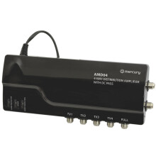 4 Way 4G Ready VHF UHF TV Aerial Distribution Powered Amplifier & DC By Pass