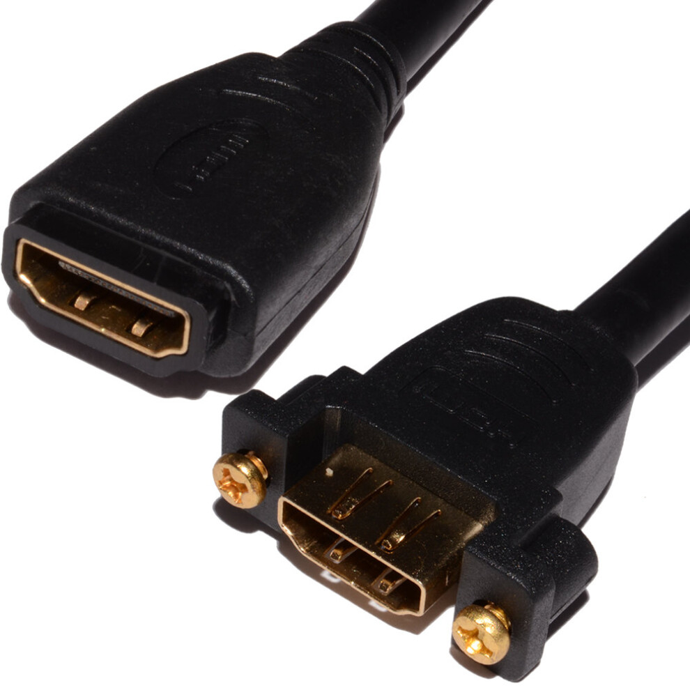Hdmi 1.4 Panel Mount Socket Stub High Speed With Ethernet 1M Gold 5055383462919