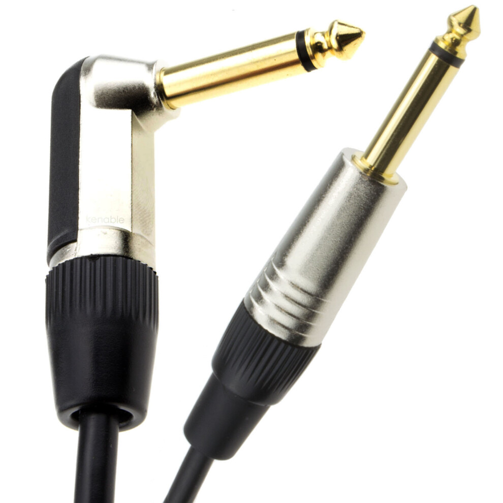 kenable GOLD Right Angle MONO Jack 6.35mm Guitar Amp LOW NOISE Cable Lead  2m