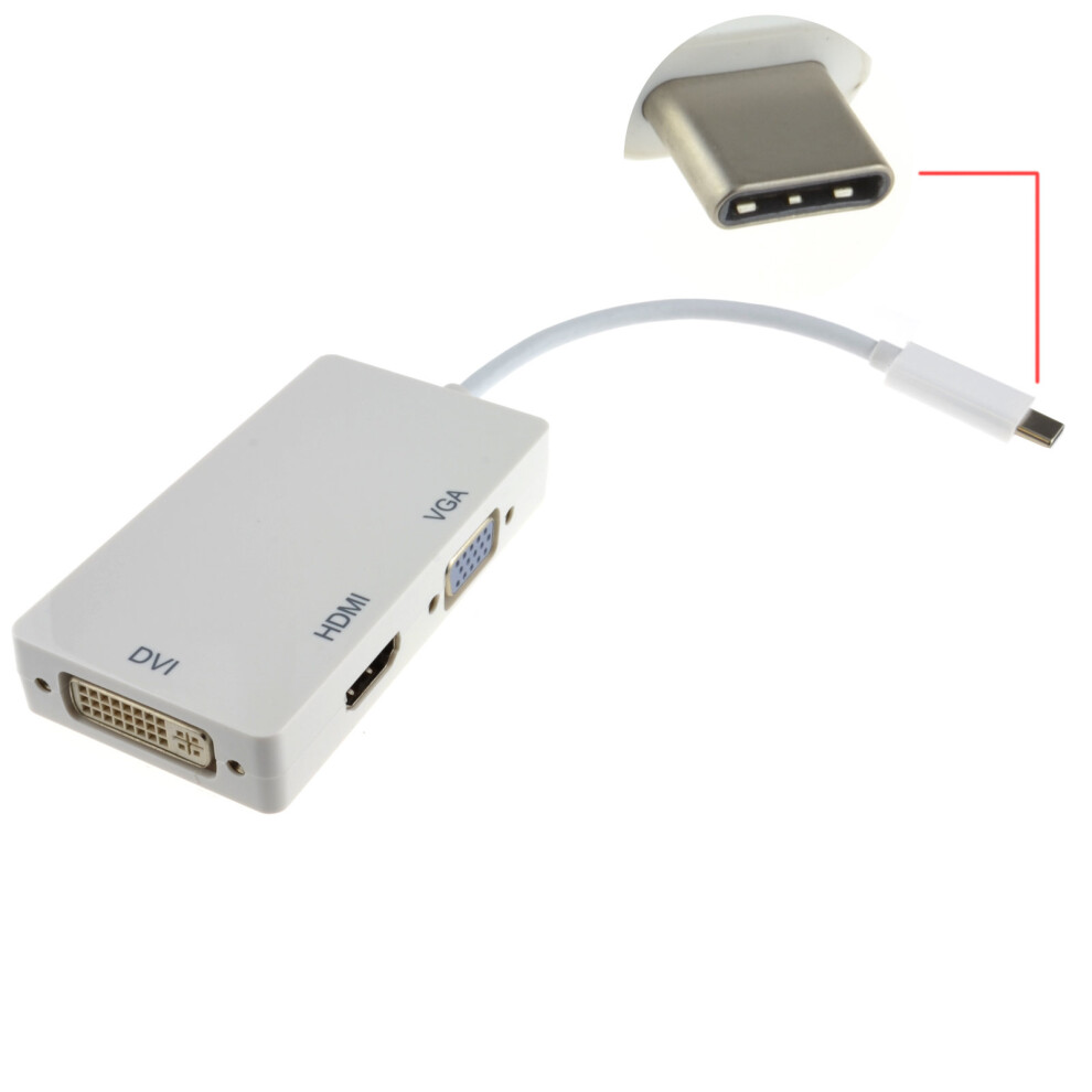 Kenable Usb 3.1 Type C To Hdmi 4K 15 Pin Vga & Dvi 24+5 Adapter 15Cm