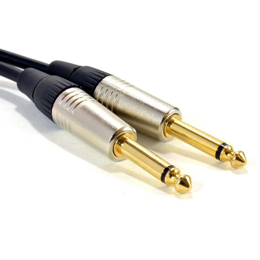 Kenable Mono 6.35Mm Jack Plugs Guitar Amp Instrument Low Noise Cable Lead Gold 3M