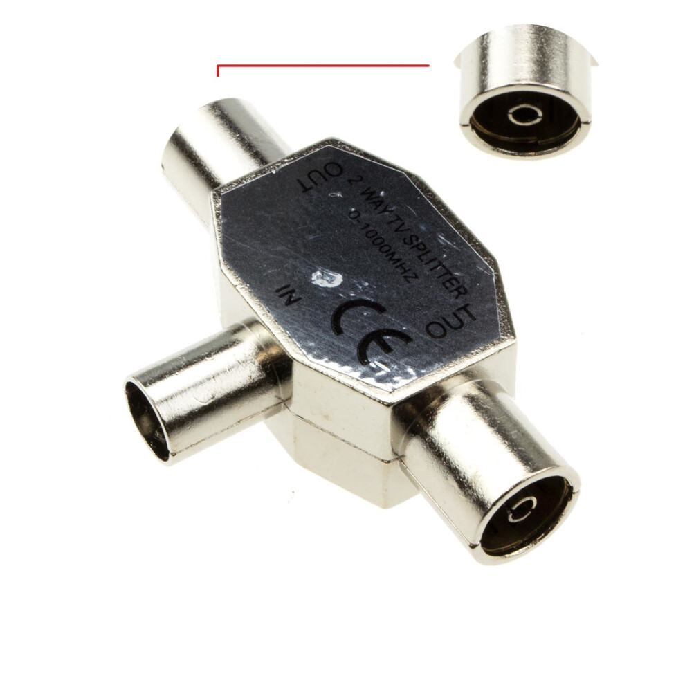 kenable TV Freeview RF Coaxial Splitter Connects 1 Device to 2 TVs 0 1000MHZ