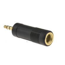 kenable 6.35mm Stereo Jack Socket to 3.5mm Stereo Jack Plug Gold Adapter