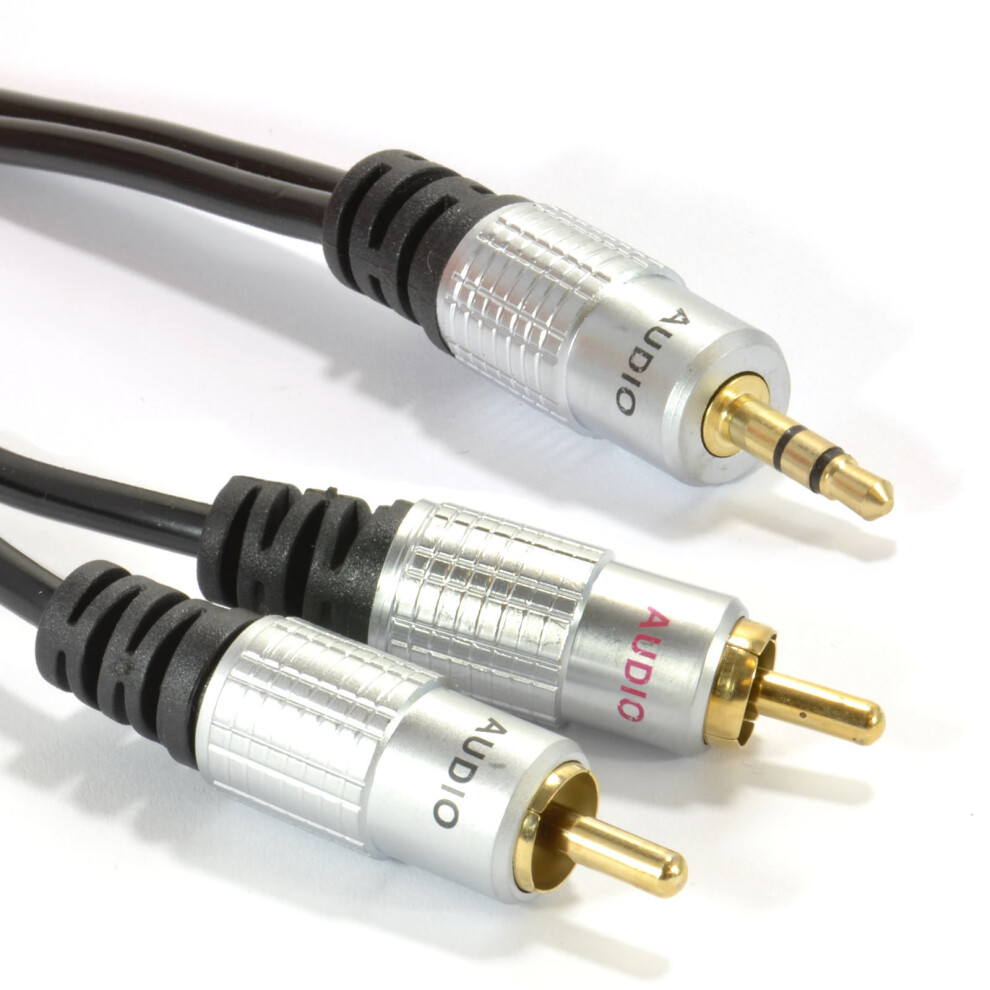 Kenable Pro Audio Metal 3.5Mm Stereo Jack To 2 Rca Phono Plugs Cable 3M Gold