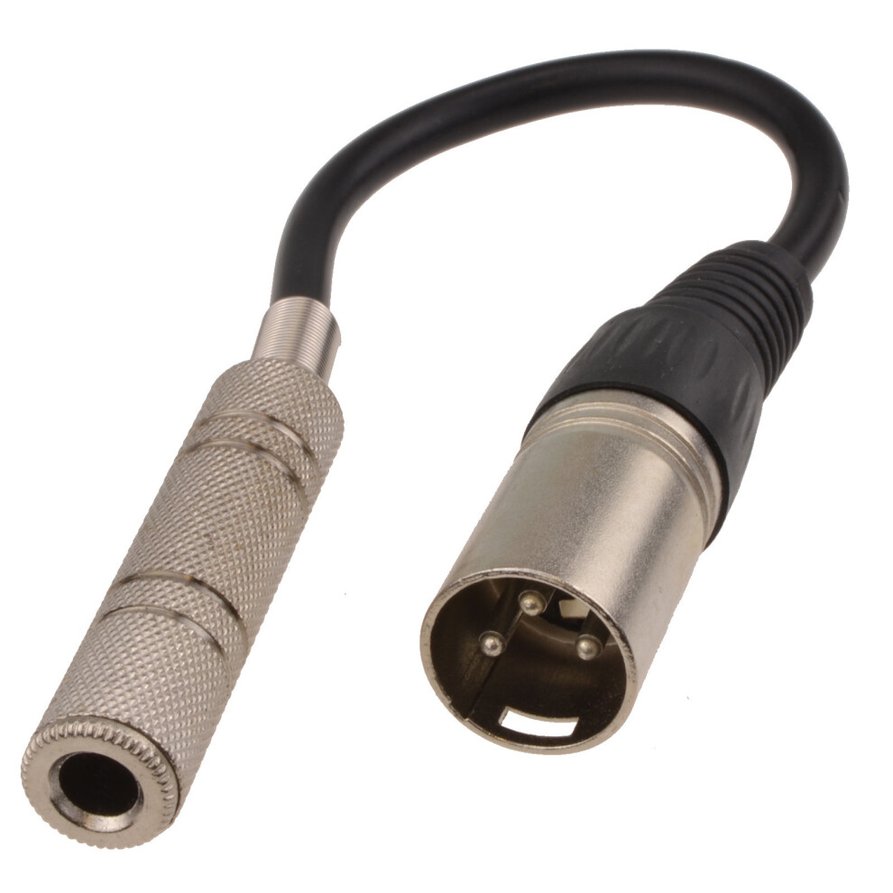 Kenable Xlr Male Plug To 6.35Mm Stereo Socket Female Adapter Lead 20Cm Black