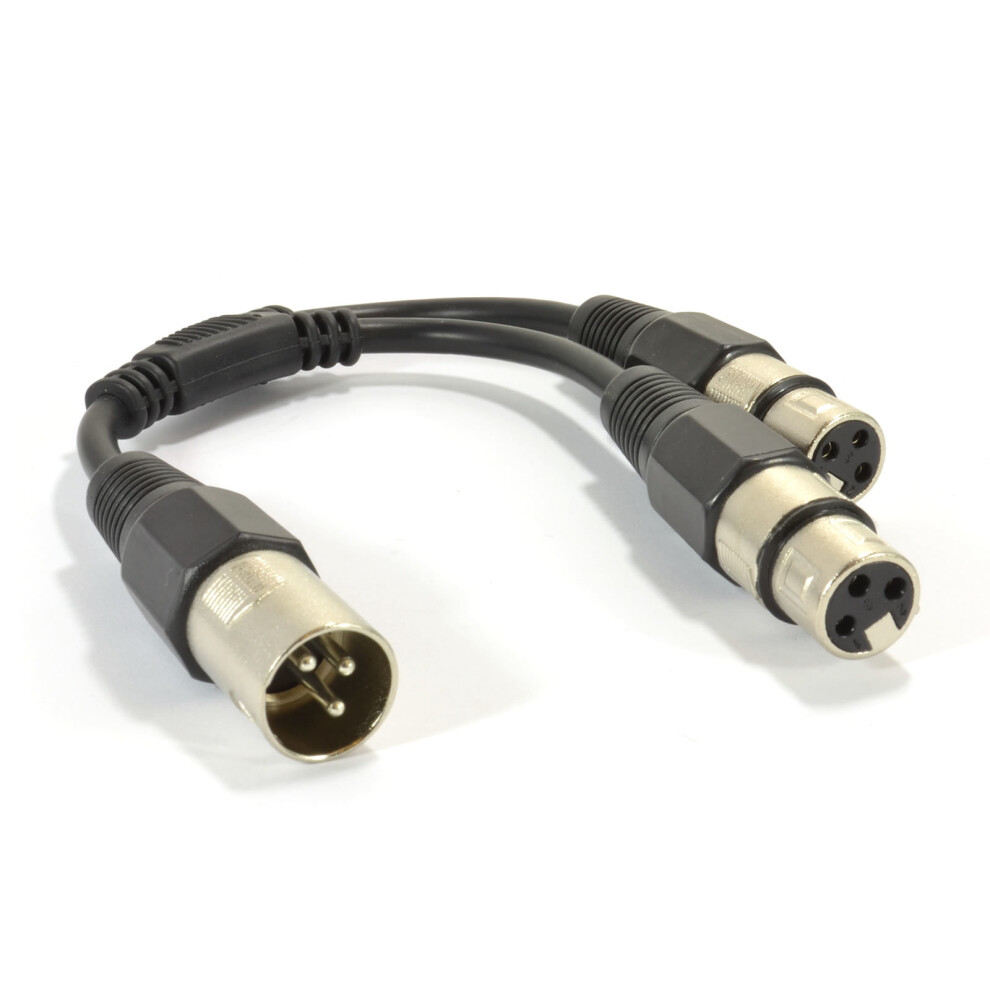 kenable XLR Adapter Plug to 2 x XLR Sockets Splitter Combiner Cable Lead 25cm