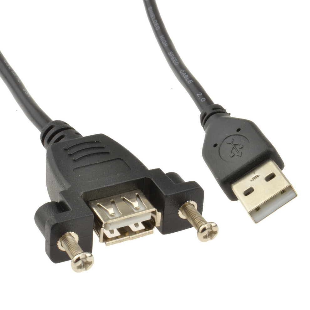 kenable USB 2.0 Panel Mount Female A Socket to A Plug Cable 0.15m 15cm